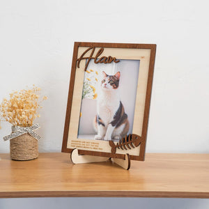 Custom Cat Frame,Cat Memorial Gift,Cat Name Photo Frame,Dog Picture Frame, Pet Memorial, Dog Lover, Cat Lover, Wooden Cat Photo Frame