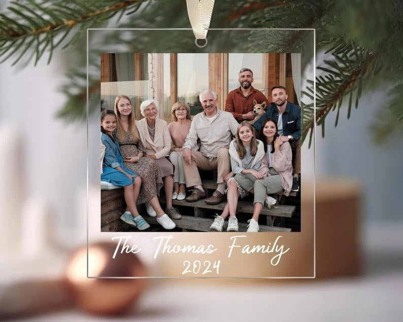 Family Photo Ornaments Christmas, Family Picture Ornaments, Custom Photo Ornament 2024, Family Christmas Gift, Family Xmas Ornament