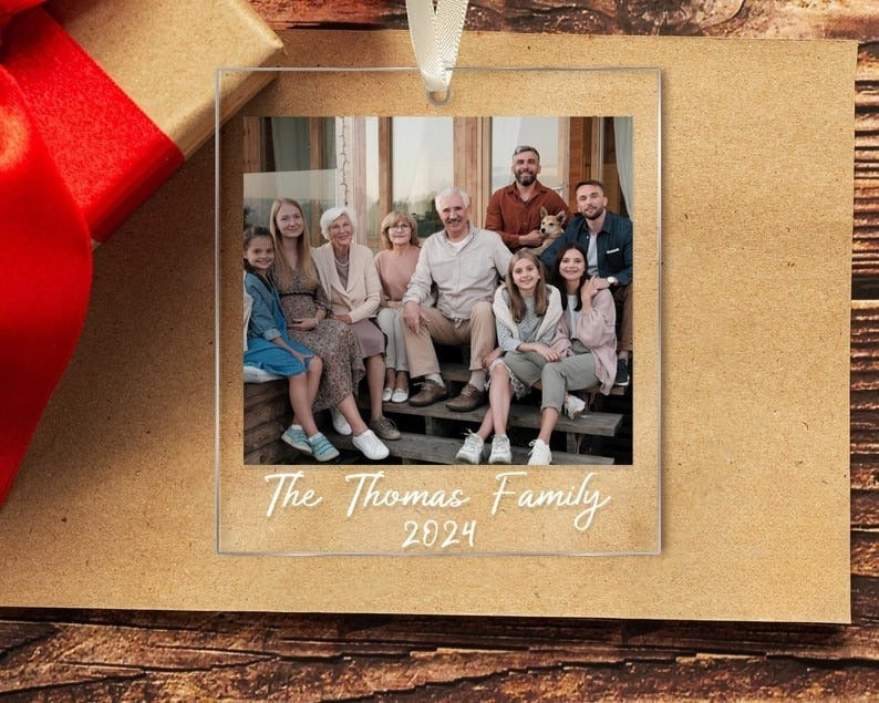 Family Photo Ornaments Christmas, Family Picture Ornaments, Custom Photo Ornament 2024, Family Christmas Gift, Family Xmas Ornament