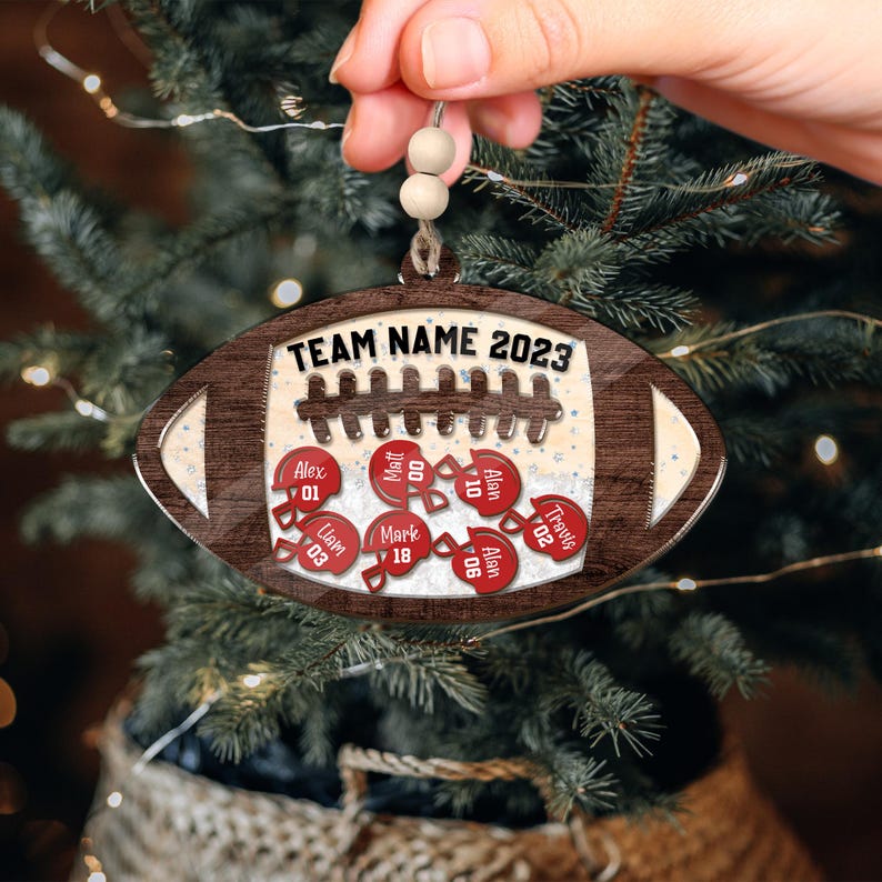 Custom Football Christmas Ornament, Personalized Football Team Family Ornament 2025, Football Player Shaker Ornament Xmas Tree Family Decor