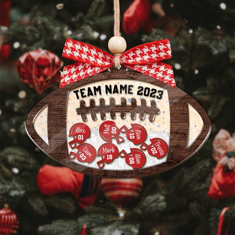 Custom Football Christmas Ornament, Personalized Football Team Family Ornament 2025, Football Player Shaker Ornament Xmas Tree Family Decor