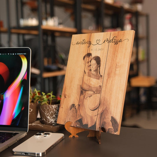 Personalized Wooden Photo Print Rustic Home Decor, Wooden Plaque Valentine's Day Gift For Couple Wedding Gift Anniversary Gift