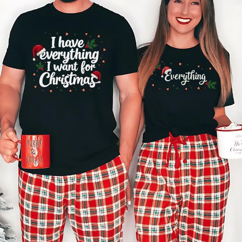 Funny christmas couple shirts on sale