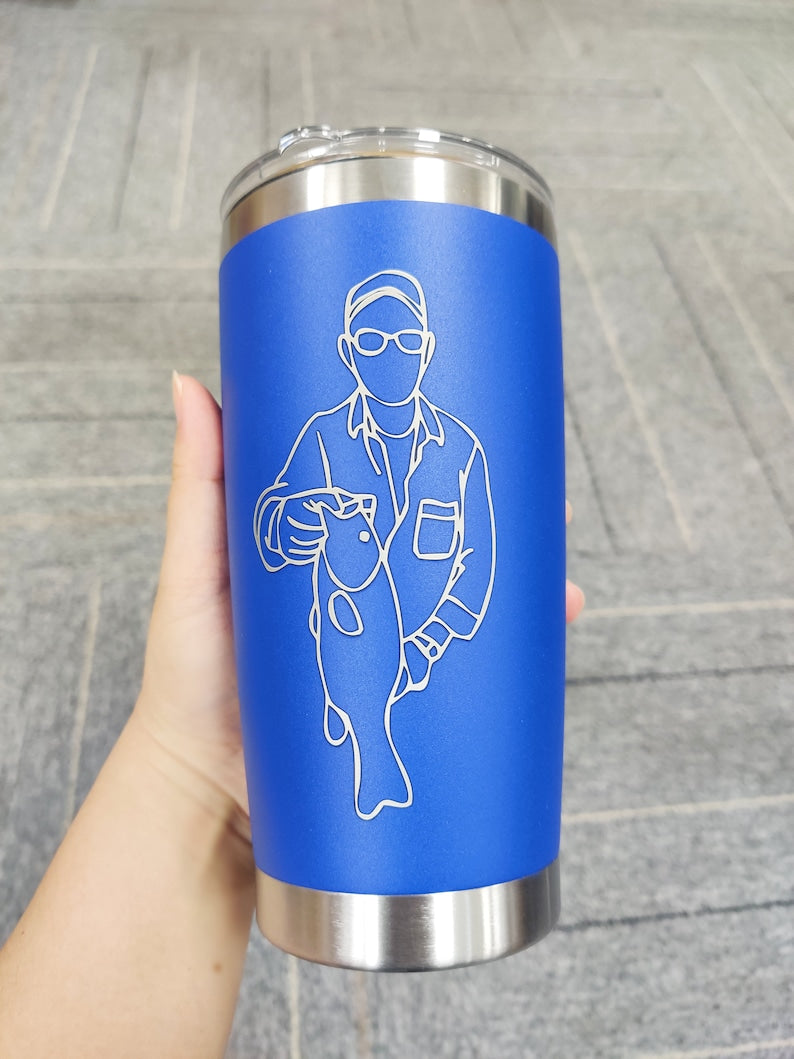 Custom Laser Engraved Portrait Tumbler: Personalized Photo Travel Cup
