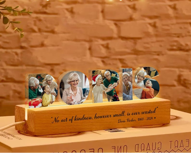 Custom Mom Memorial Photo Collage Night Light, In Loving Memory Gift, Loss Of Mom Gift, Loss Of Loved One Sympathy Gift, Condolence Gift