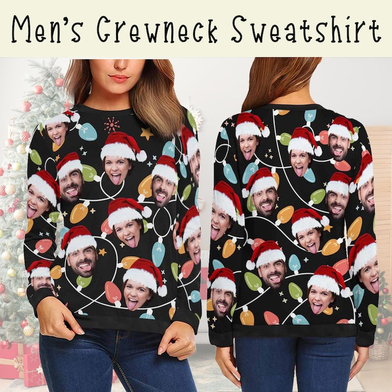 Custom Ugly Christmas Sweater, Face Crewneck Sweatshirt, Christmas Gift, Personalized Family Photo Sweater, Custom Face Hoodie, Funny Gift