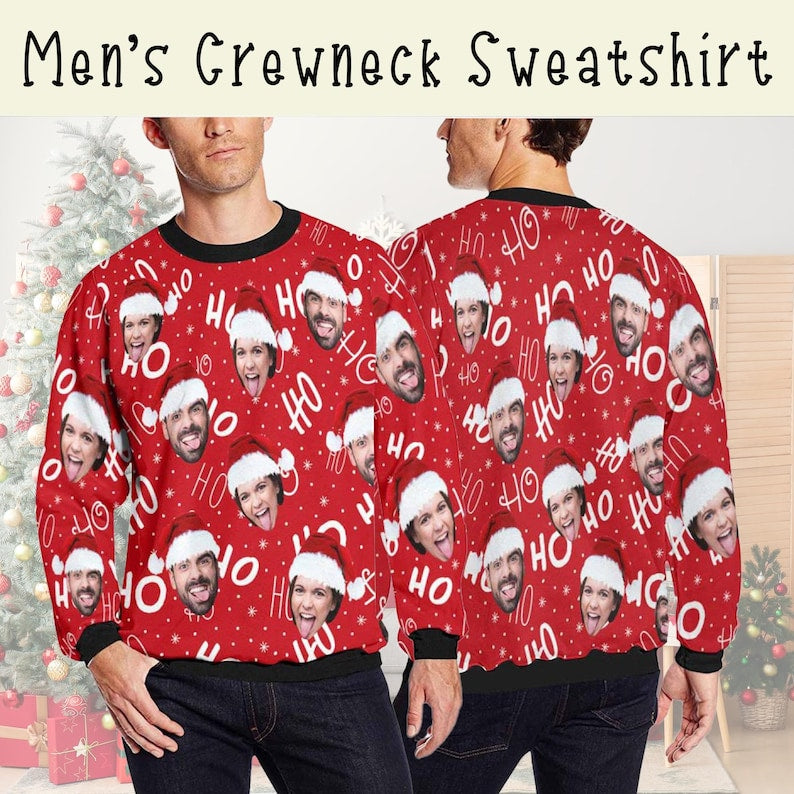 Custom Ugly Christmas Sweater, Face Crewneck Sweatshirt, Christmas Gift, Personalized Family Photo Sweater, Custom Face Hoodie, Funny Gift