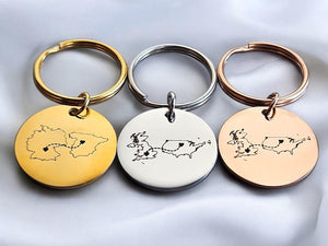 Personalised Country Keychain Two Home Keyring State Keychain Long Distance Relationship Gift Personalised Keyring Christmas Day Gift