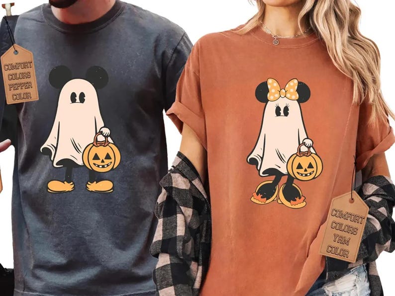 Retro Mickey Minnie Halloween Couple Shirts, Mickey Ghost Shirt, Minnie Ghost Shirt, Spooky Season Shirt, Disney Halloween il_794xN.6270967023_r7ou.jpg