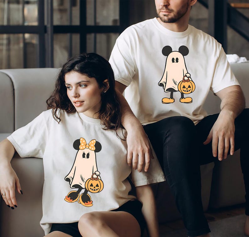 Retro Mickey Minnie Halloween Couple Shirts, Mickey Ghost Shirt, Minnie Ghost Shirt, Spooky Season Shirt, Disney Halloween il_794xN.6270967045_aovz.jpg