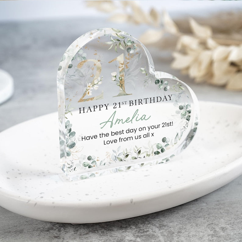 Personalised Happy 21st Birthday Gift Plaque, Birthday Gift For Her, 21st Birthday Gifts, Floral 21st Gift, Gifts for 21st Birthday