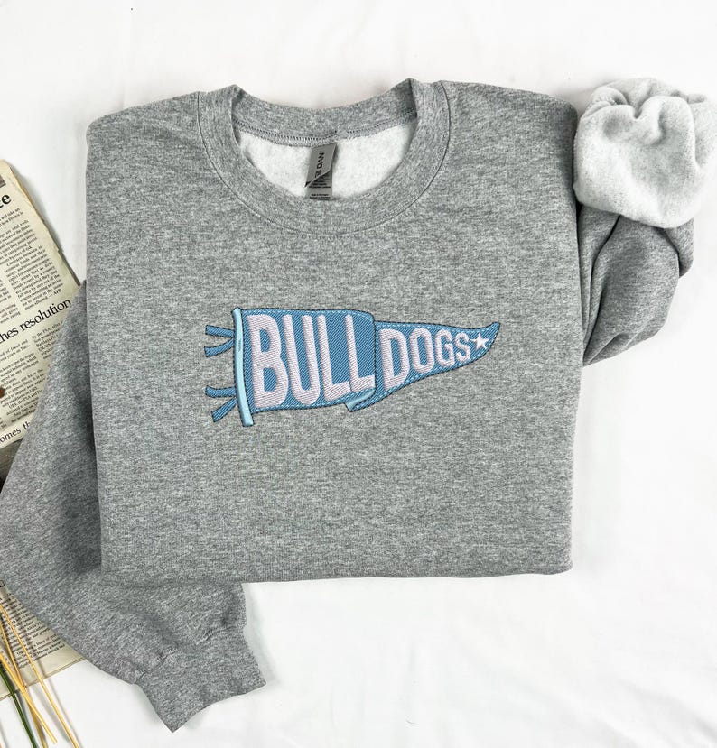 Custom Embroidered Pennant Shirt, Custom High School College Football Sweatshirt with College Name, Game Day Shirt, Football Team Shirt Gift