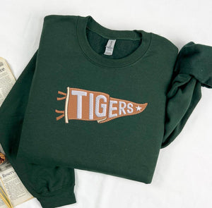 Custom Embroidered Pennant Shirt, Custom High School College Football Sweatshirt with College Name, Game Day Shirt, Football Team Shirt Gift