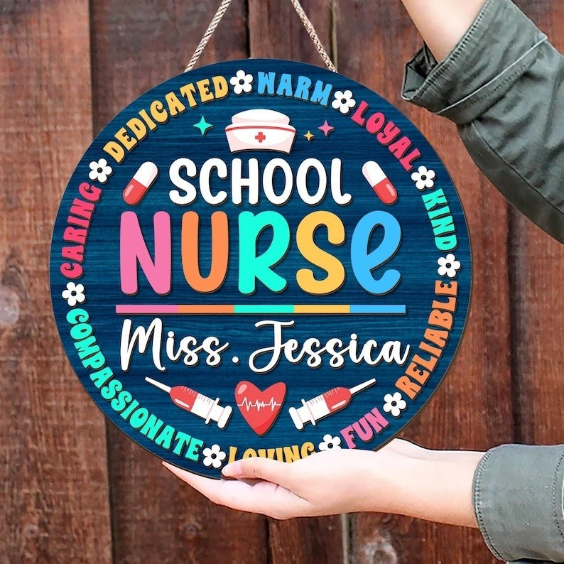 Personalized School Nurse 3D Laser Cut Door Sign, School Nurse Grad Door Hanger, Gift for New Nurse, Back To School, Health Room Decor