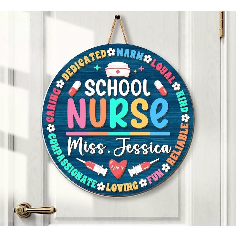 Personalized School Nurse 3D Laser Cut Door Sign, School Nurse Grad Door Hanger, Gift for New Nurse, Back To School, Health Room Decor
