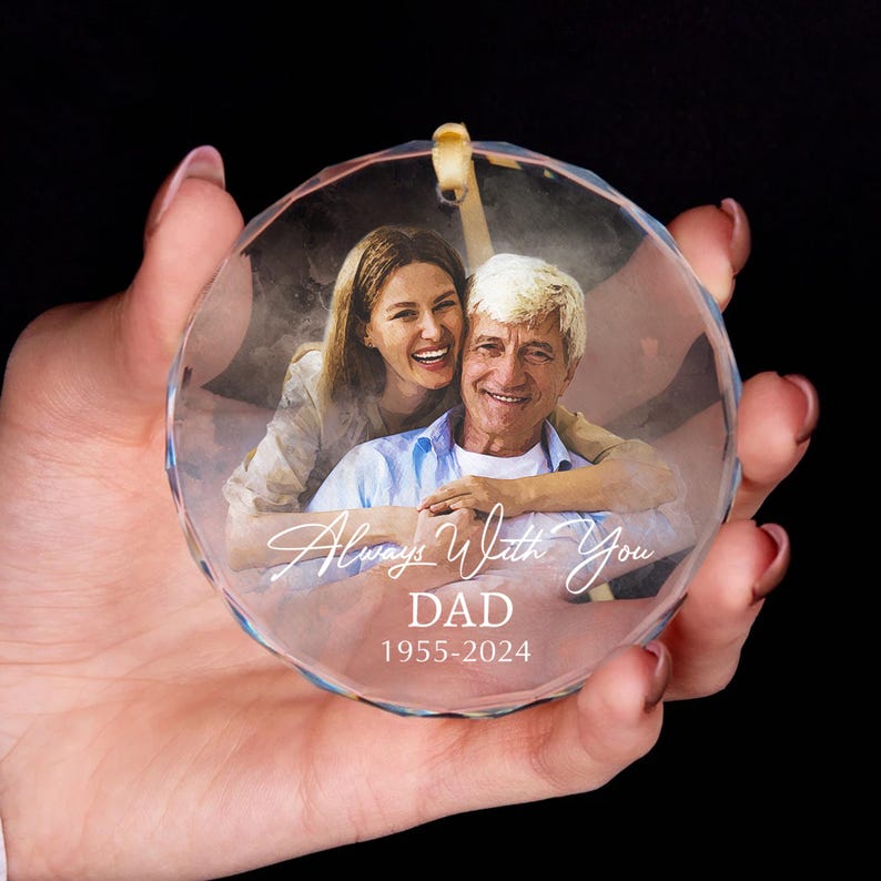 Personalized Memorial Ornament, Custom Portrait From Photo Christmas Ornament, Loss of Dad Gift, Alway With You Memorial, Remembrance Gift