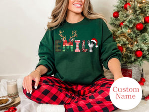 Family Christmas Name Shirt, Doodle Alphabet Family Christmas Shirt, Personalized Christmas Family T-Shirt, Custom Christmas Shirt With Name