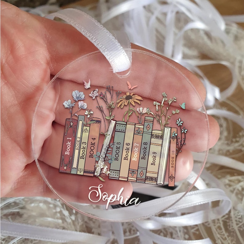 Custom Bookish Ornament, Book Club Ornament, Christmas Book Name Ornament, Personalized Bookworm Gifts, Book Lover Gift