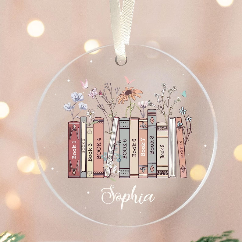 Custom Bookish Ornament, Book Club Ornament, Christmas Book Name Ornament, Personalized Bookworm Gifts, Book Lover Gift