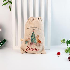 Personalized Santa Claus Bag, Custom Christmas Tree Gift Bags with Name, Bag for Presents, Christmas Eve Sack Filler for Kids,Christmas Gift