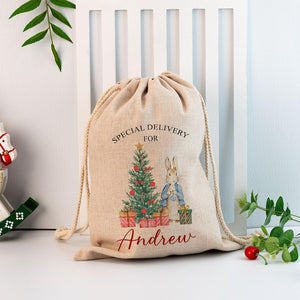 Personalized Santa Claus Bag, Custom Christmas Tree Gift Bags with Name, Bag for Presents, Christmas Eve Sack Filler for Kids,Christmas Gift