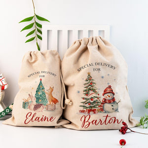 Personalized Santa Claus Bag, Custom Christmas Tree Gift Bags with Name, Bag for Presents, Christmas Eve Sack Filler for Kids,Christmas Gift