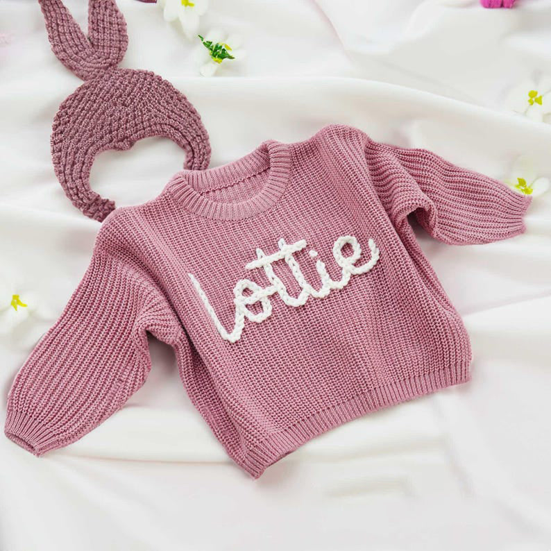 Baby Sweater with Name, Personalized Baby Name Sweater, Newborn Name Sweater, Hand Embroidered Name Sweater, Baby Shower Gift, Newborn Gifts