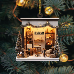 Personalized Hair Salon Acrylic 2D Flat Ornament, Barber Ornament, Christmas Gift For Baber Shop Owner, Haridresser, Gift For Hair Stylist