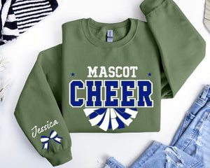 Custom Cheer Sweatshirt,Blue and White Cheer Sweater ,Cheer Squad Sweaters, Megaphone Hoodie, Cheer Mom with Name Sweater,Personalized Cheer