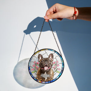 Personalized Dog Photo Stained Glass Suncatcher Pet Portrait Lightcatcher Pet Loss SunCatcher Pet Memorial Pet Lover Gift Window Hanging