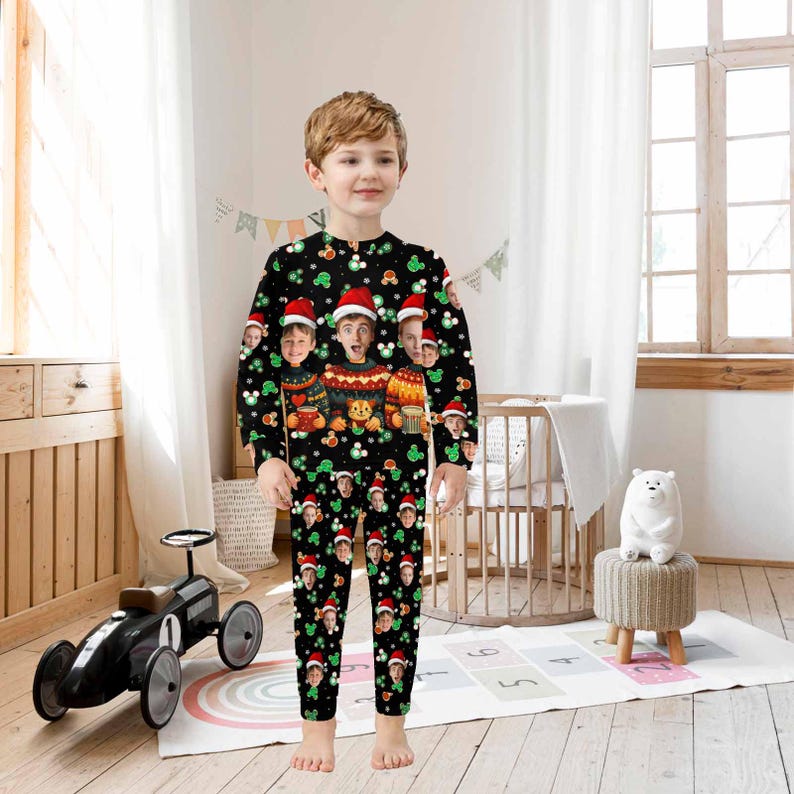 Custom Christmas Pajama Set, Personalized Family Pajamas with Picture, Custom Pajamas with Face, Bachelorette Party Pajama, Christmas Pajama