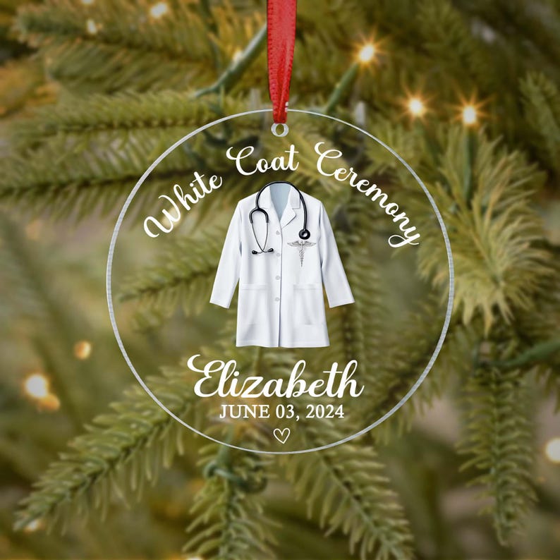 Personalized White Coat Ceremony Ornament, Doctor Ornament, Doctor Christmas Ornament, White Coat Party Gift, Future Doctor, Doctor Lab Coat