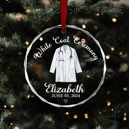Personalized White Coat Ceremony Ornament, Doctor Ornament, Doctor Christmas Ornament, White Coat Party Gift, Future Doctor, Doctor Lab Coat - Crystal Ornament