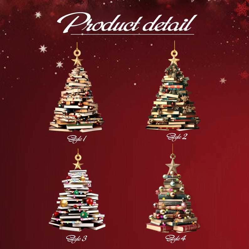 Christmas Book Tree Name Ornament, Book Lover Gift, Bookworm Gifts, Book Ornament, Book Christmas Tree 2024, Christmas Gift