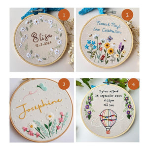 Custom Embroidered Wood Hoop, Name Banner, Hand Embroidered Hoop Art, Name Hoop Art, Anniversary Decor,Ring Holder,Wedding Decor,Baby Shower