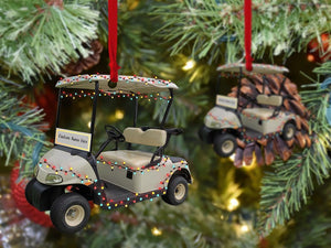 Personalized Golf Cart Christmas Ornaments, Golf Cart Flat 2D Ornament, Golf Ornaments for Christmas Tree Car Hanging, Gift for Golf Lovers