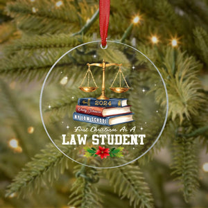 Personalized First Christmas as a Law Student Ornament, Law School Graduation Gift, Christmas Ornament, Law Student Gift, Lawyer Ornament