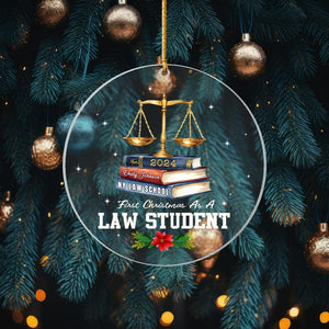 Personalized First Christmas as a Law Student Ornament, Law School Graduation Gift, Christmas Ornament, Law Student Gift, Lawyer Ornament