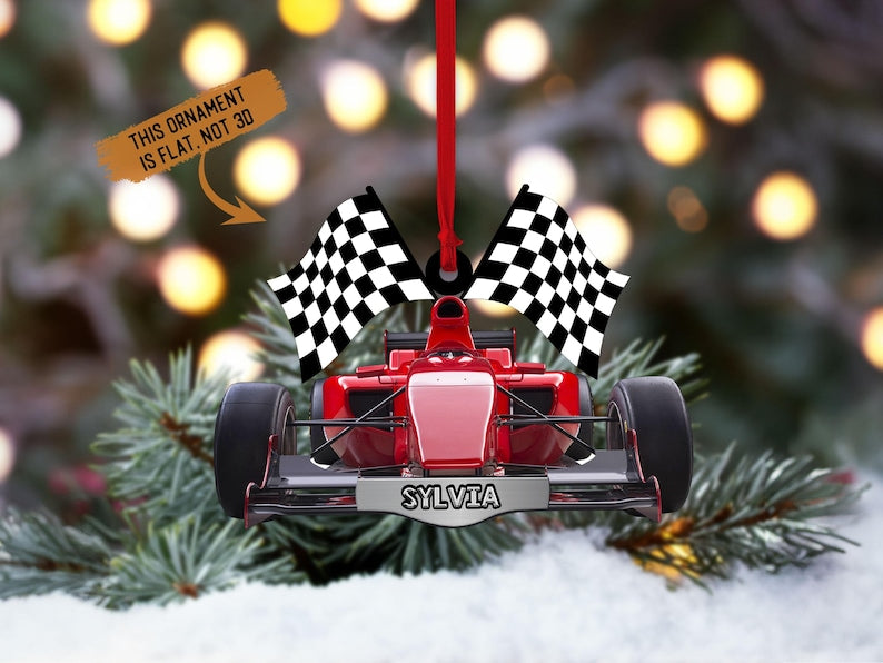 Personalized Racing Car F1 Christmas Ornaments, Formular Car Ornament, Flat 2D Ornament, F1 Car Tree Hanging, Car Hanger, Gift for Car Lover