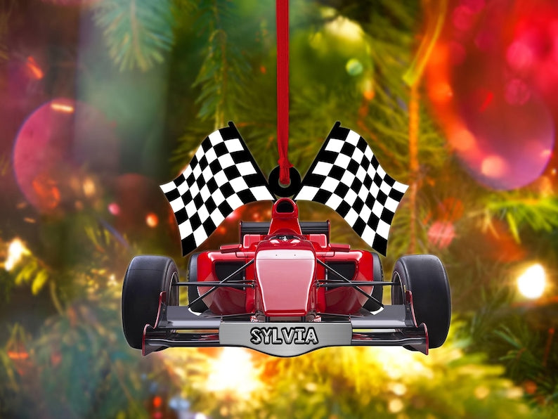 Personalized Racing Car F1 Christmas Ornaments, Formular Car Ornament, Flat 2D Ornament, F1 Car Tree Hanging, Car Hanger, Gift for Car Lover