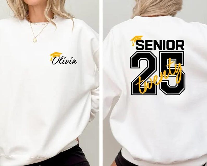 Custom Senior 2025 Sweatshirt, Graduation 2025 Hoodie, Senior Gift Graduation, Custom Name Graduation Gift,Class Of 25 Sweater,Senior Hoodie