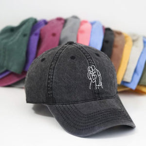 Personalized Line Drawing Baseball Hat: Photo Embroidery, Memory Gift