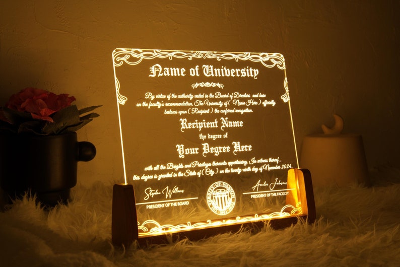 Custom University College Degree Diploma Customisable Professor Gift, Diploma Plaque, Printable Certificate With Seal, Diploma Ofis Decor