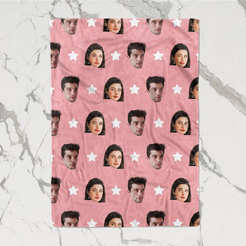 Couple Custom Blanket,Custom Blanket With Face, Couple Blanket With Pictures, Personalized Blanket For Couple, Valentine's Day Present