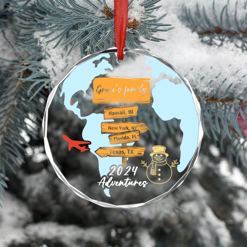 Personalized Travel Adventure Ornament, Traveling Christmas Ornament, Ornament Gift, Travel Gift, Christmas Gift, Travel Ornament, Travel