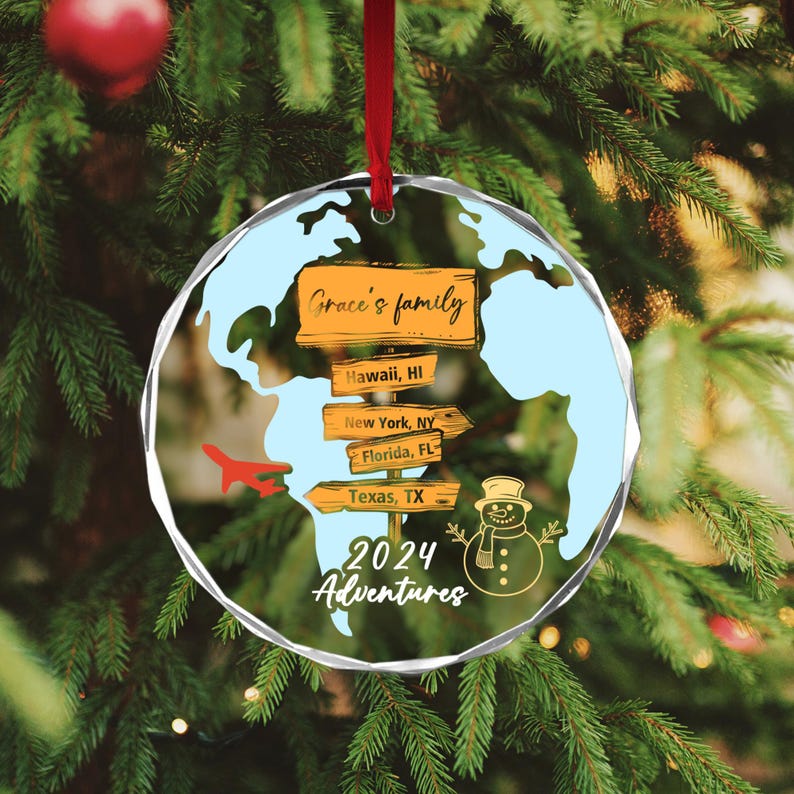 Personalized Travel Adventure Ornament, Traveling Christmas Ornament, Ornament Gift, Travel Gift, Christmas Gift, Travel Ornament, Travel