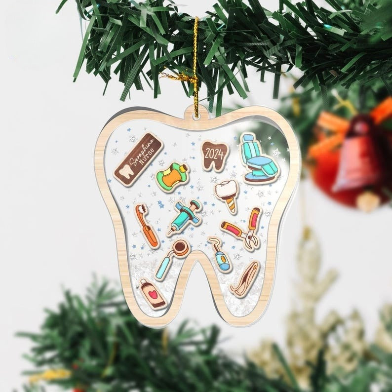 Personalized Tooth Shaker Ornament, Dental Assistant Gifts,Dental Hygiene Shaker,Dental Assistant Ornament,Dental Hygiene Dental Hygienist
