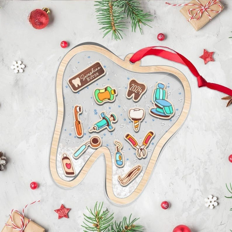 Personalized Tooth Shaker Ornament, Dental Assistant Gifts,Dental Hygiene Shaker,Dental Assistant Ornament,Dental Hygiene Dental Hygienist