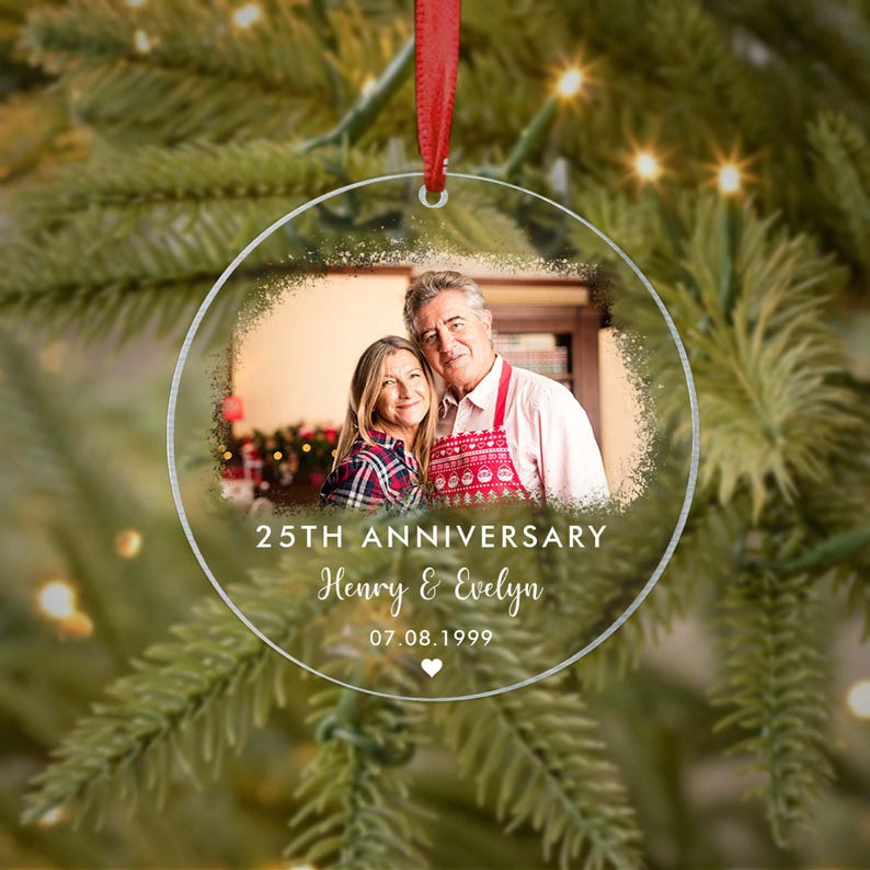Custom Wedding Anniversary Christmas Ornament,Valentines Day Gift for Her,First 9th 10th 25th 50th Anniversary Ornament, Married Ornament