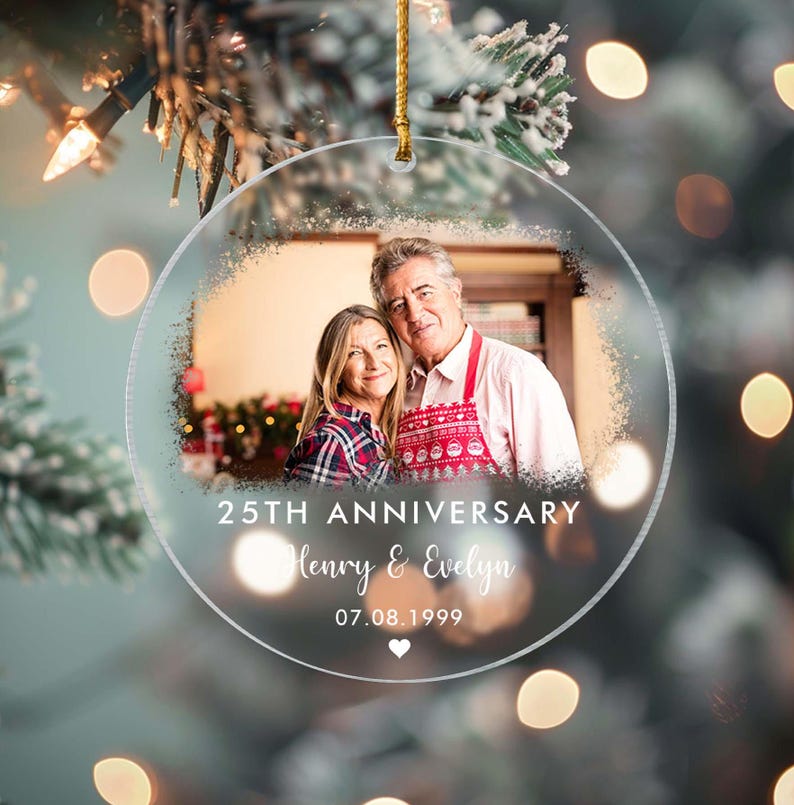 Custom Wedding Anniversary Christmas Ornament,Valentines Day Gift for Her,First 9th 10th 25th 50th Anniversary Ornament, Married Ornament